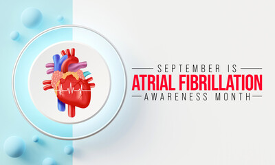 Atrial Fibrillation (AFIB) Awareness Month is observed every year in September, it is a heart condition that causes an irregular and often abnormally fast heart rate. 3D Rendering