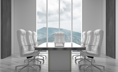 Elegant office interior. Mixed media. 3D rendering.