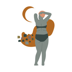 One-armed woman posing backwards.