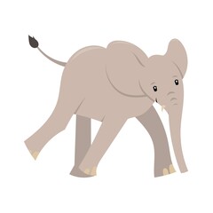 cute cartoon running baby elephant illustration isolated on white
