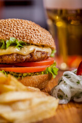 Burger with meat cutlet