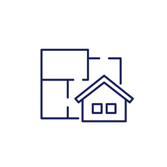 Home plan, room layout line icon