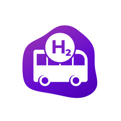 hydrogen bus icon, clean transport vector