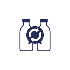 plastic bottles recycling icon on white