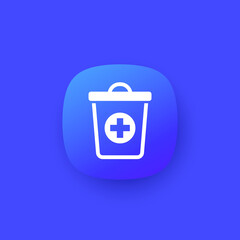 medical waste vector icon with trash bin