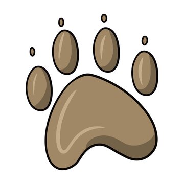 Animal paw print, vector illustration in cartoon style