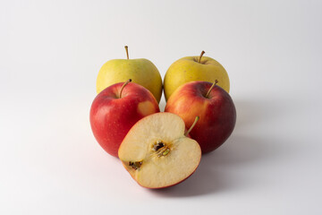 Different kinds of apples isolated on a white background