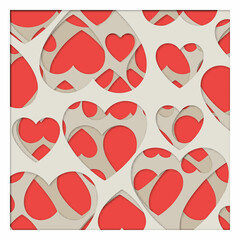 Fototapeta premium Heart 3D, Paper cut background, layered paper cutting template. Shadow box