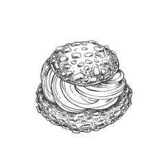 Hand drawn vector choux a la creme vintage illustration