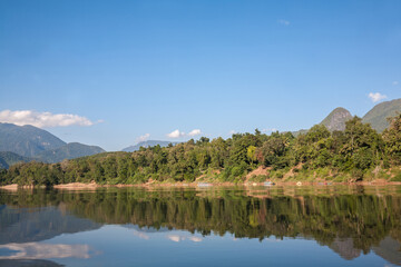 Riverside landscape of Nam Ou River in Laos