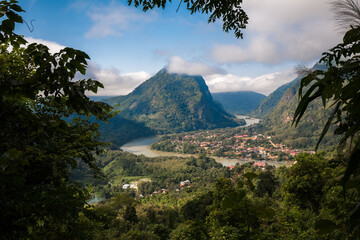 Landscape of Nong Khiaw city from Pha Daeng Peak Viewpoint, Laos