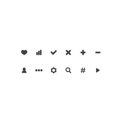 Set of gray icons. Vector illustration.