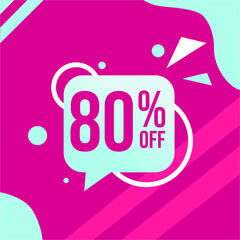 vector illustration flash sale, banner design template, tags set with 80 percent discount offer.