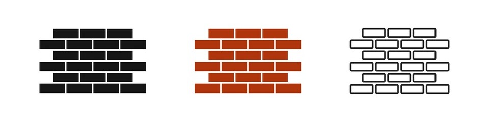 Brick wall. Vector illustration. Brick walls collection on white background.