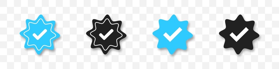 Verification icon set. Checkmark profile verified symbols. Tick sign. Vector illustration.