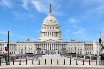 United States Capitol building under clear blue skies