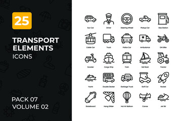 Transport Icons Collection. Set contains such Icons as bus, truck, sports car, car, and more.