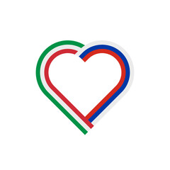 peace concept. heart ribbon icon of italy and russia flags. vector illustration isolated on white background