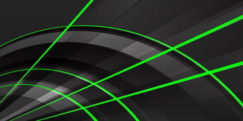 Abstract black background with green lines