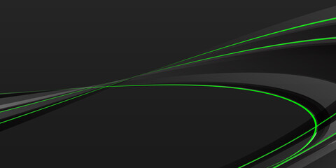 Abstract black background with green lines