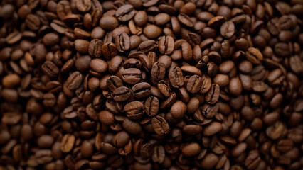 Dark roast coffee beans top view
