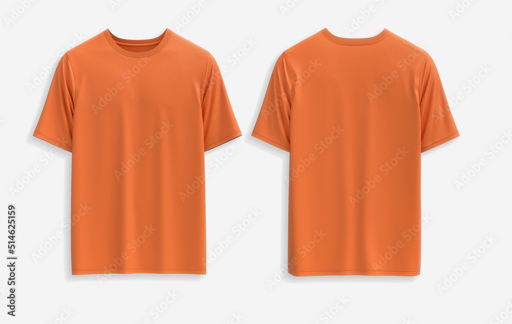 Sticker 3d rendered orange t-shirt short sleeve oversize template/mockup