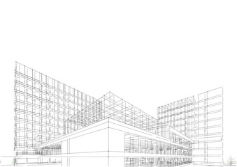 Modern office building 3d illustration