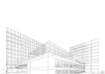 Fototapeta premium Modern office building 3d illustration