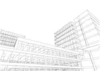 Modern office building 3d illustration