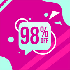 vector illustration flash sale, banner design template, tags set with 98 percent discount offer.