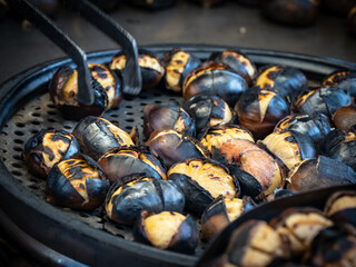heap of the roasted chestnuts