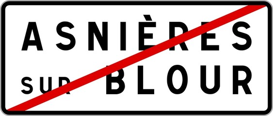 Panneau sortie ville agglom&eacute;ration Asni&egrave;res-sur-Blour / Town exit sign Asni&egrave;res-sur-Blour
