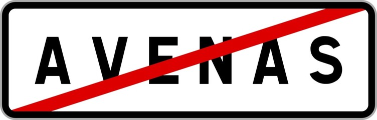 Panneau sortie ville agglomération Avenas / Town exit sign Avenas
