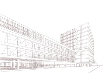 Modern office building 3d illustration