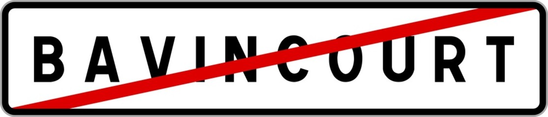 Obraz premium Panneau sortie ville agglomération Bavincourt / Town exit sign Bavincourt