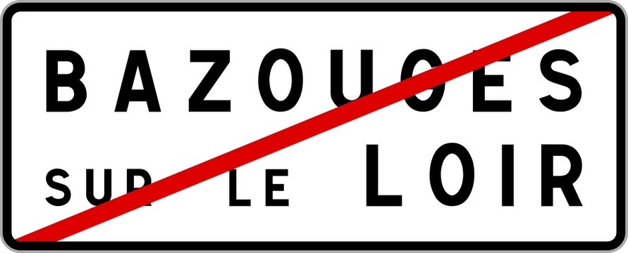 Panneau sortie ville agglomération Bazouges-sur-le-Loir / Town exit sign Bazouges-sur-le-Loir