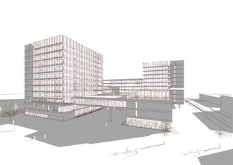 Fototapeta premium Modern office building 3d illustration