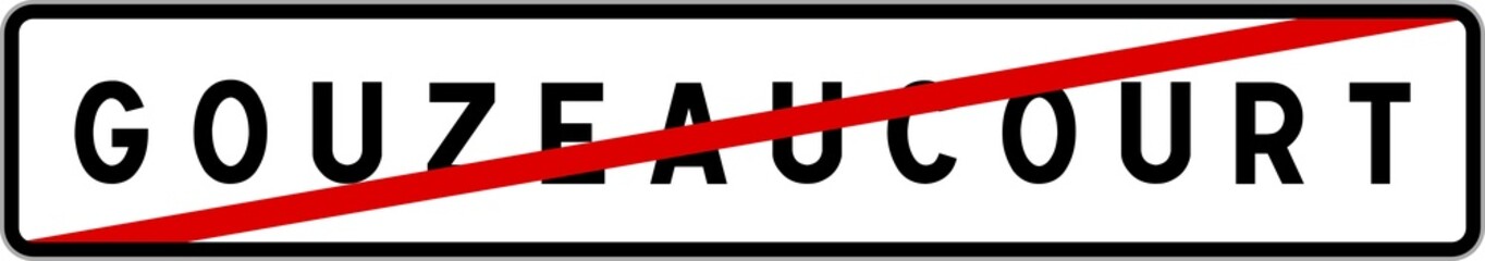 Obraz premium Panneau sortie ville agglomération Gouzeaucourt / Town exit sign Gouzeaucourt