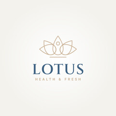 minimalist lotus flower yoga line art logo template vector illustration design. simple yoga, spa and meditation logo concept