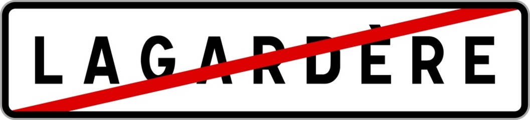 Panneau sortie ville agglomération Lagardère / Town exit sign Lagardère