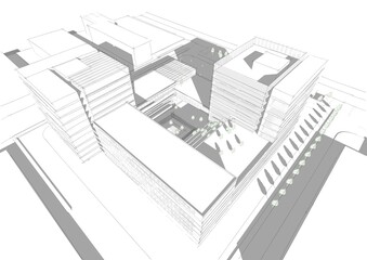 Modern office building 3d illustration
