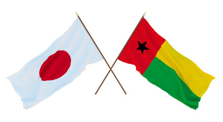 Background for designers, illustrators. National Independence Day. Flags Japan and Guinea-Bissau