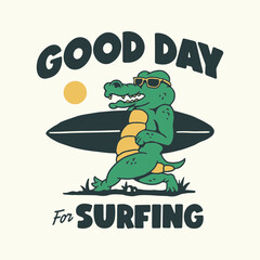 Surfing crocodile mascot illustration