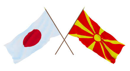 Background for designers, illustrators. National Independence Day. Flags Japan and Macedonia