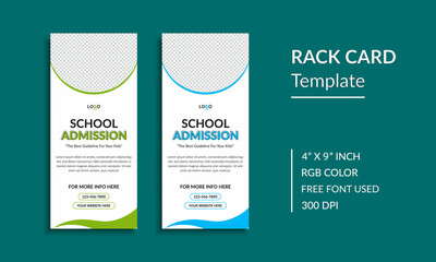 Back to school and school admission rack card or dl flyer template layout