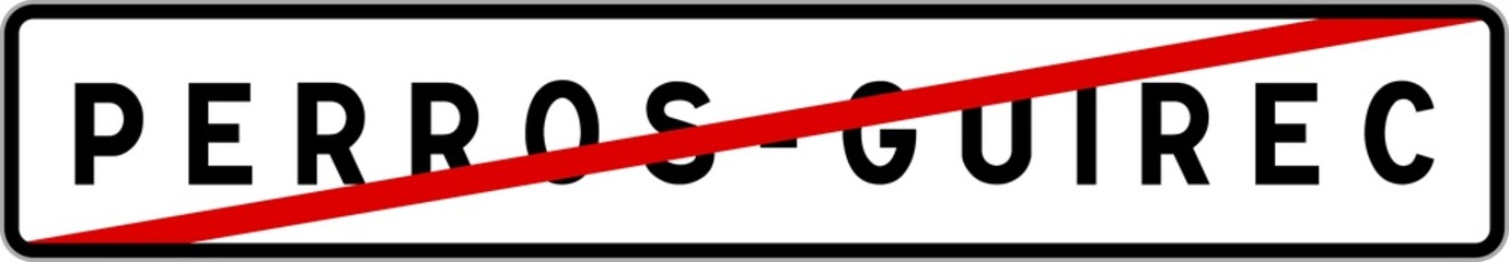 Panneau sortie ville agglomération Perros-Guirec / Town exit sign Perros-Guirec
