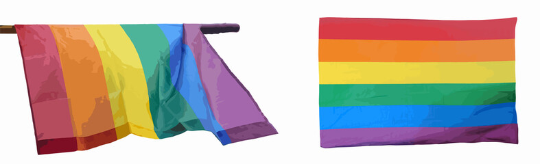 Waving rainbow flag of LGBT. Gay, Lesbian, Bisexual, Transgender and Queer pride symbol