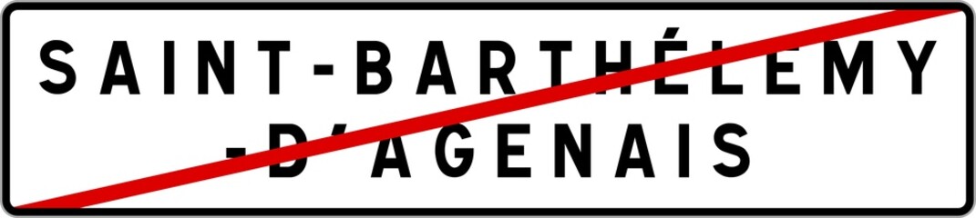 Panneau sortie ville agglomération Saint-Barthélemy-d'Agenais / Town exit sign Saint-Barthélemy-d'Agenais