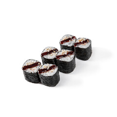 Rolls with eel, sesame seeds and sauce