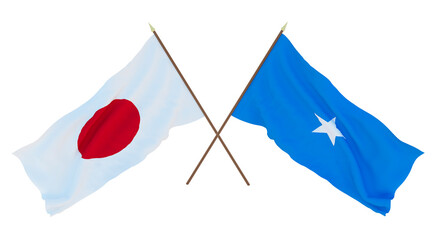 Background for designers, illustrators. National Independence Day. Flags Japan and Somalia